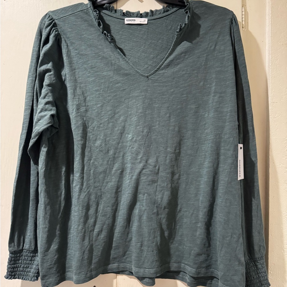 Sonoma Teal V-Neck Long Sleeve Top